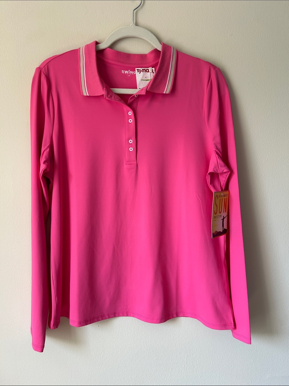 Swing Control Long-Sleeve Pink Velocity Golf Polo